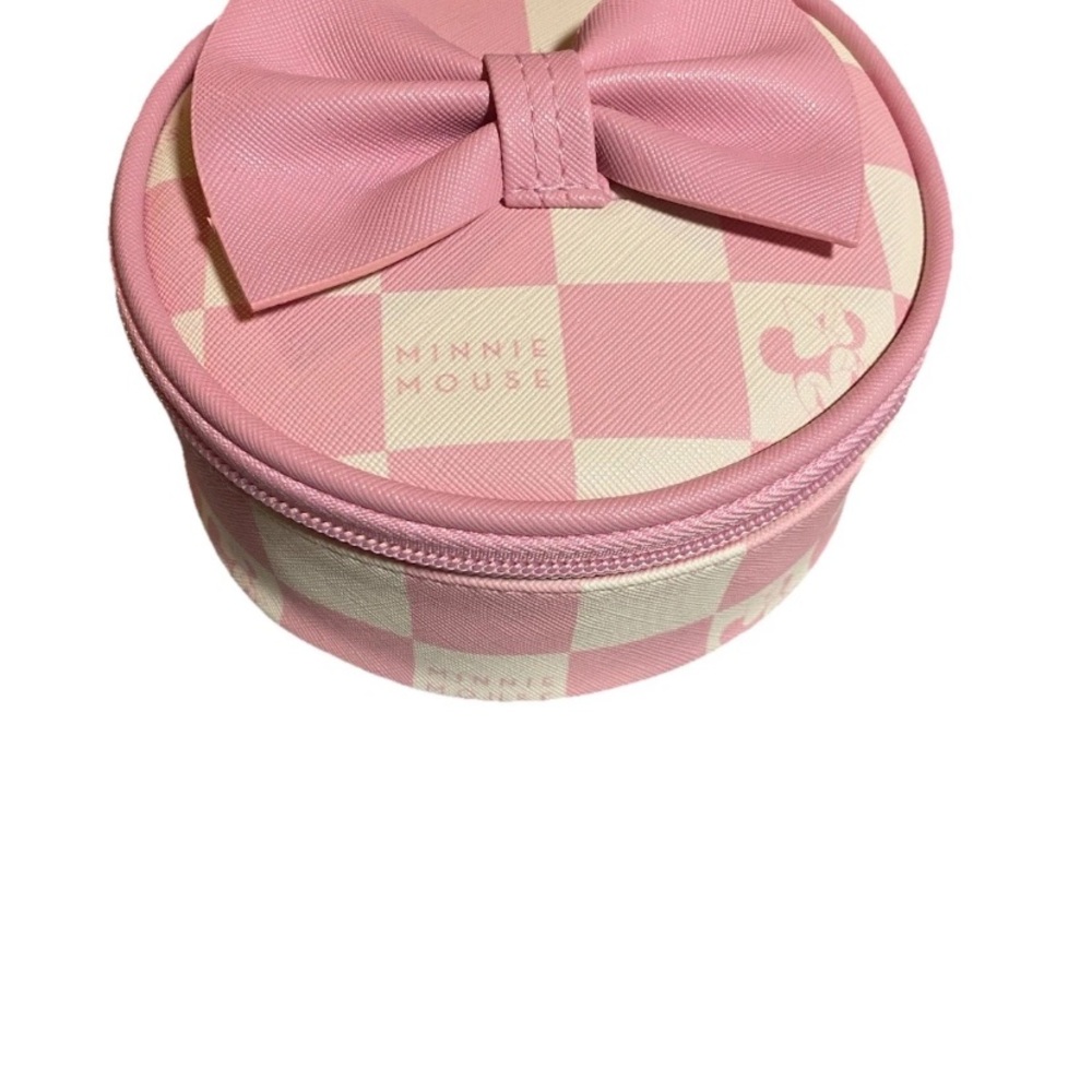Pink and Cream Checkered Bow Bag